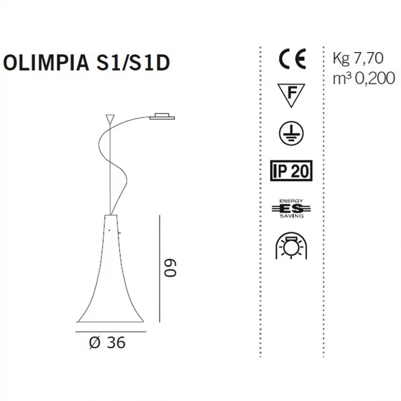 PENDUL MURANO OLIMPIA S1- design Oriano Favaretto