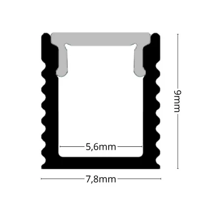 Profil Aparent Banda LED ULTRASLIM 8mm 2m Negru cu Dispersor Opal LP601B