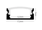 Profil LED Aparent 2m 17.2mm Aluminiu Alb cu Dispersor Opal 101W