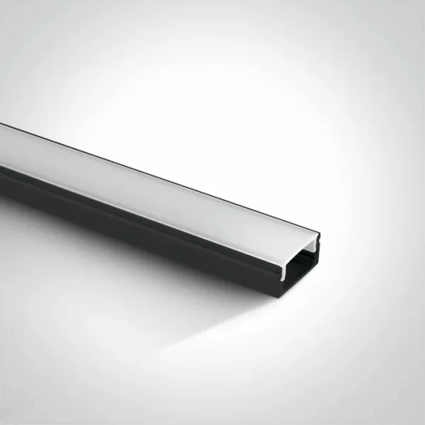 Profil LED Aparent 2m 17.2mm Aluminiu Negru cu Dispersor Opal 101B