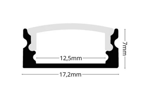 Profil LED Aparent 2m 17.2mm Aluminiu Negru cu Dispersor Opal 101B