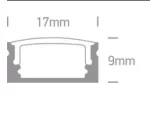 Profil LED Aparent 2m 17mm Aluminiu Negru cu Dispersor Opal - 7902