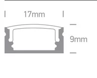 Profil LED Aparent 2m 17mm Aluminiu Negru cu Dispersor Opal - 7902