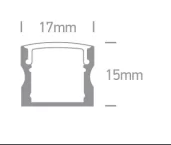 Profil LED Aparent 2m 17mm Negru cu Dispersor Negru- 7904
