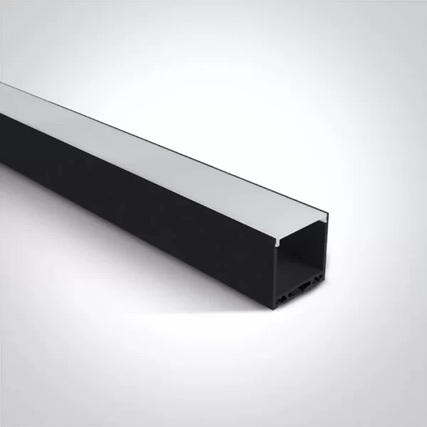 Profil LED Aparent 2m 35mm Aluminiu Negru cu Dispersor Opal - 7912