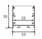 Profil LED Aparent 2m 35x35mm Aluminiu Negru cu Dispersor Negru - 7912