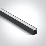 Profil LED Aparent 2m 8mm Aluminiu Negru cu Dispersor Opal si Capete - 7901