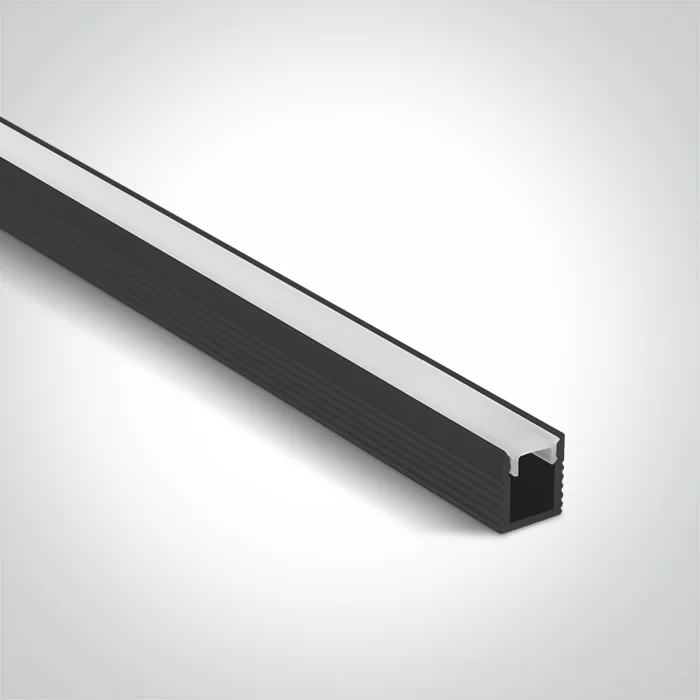 Profil LED Aparent 2m 8mm Aluminiu Negru cu Dispersor Opal si Capete - 7901 Profil LED Aparent 2m 8mm Aluminiu Negru cu Dispersor Opal si Capete - 7901