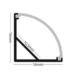 Profil LED Colt Aparent 2m 16x16mm Negru cu Dispersor Opal Alb