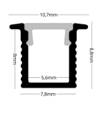 Profil LED Incastrat 2m 11mm Aluminiu Alb cu Dispersor Opal LP602W