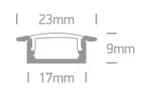 Profil LED Incastrat 2m 23mm Negru cu Dispersor Alb Opal- 7902R