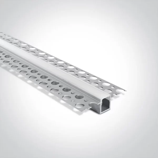 Profil LED Incastrat Trimless Rigips 2m 13mm Aluminiu cu Dispersor Opal - 7901TR