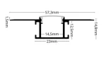 Profil LED Incastrat Trimless Rigips 2m 14.5mm Aluminiu cu Dispersor Opal - LP309