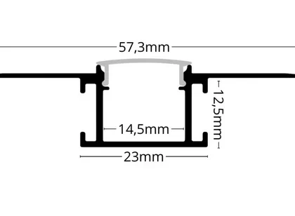 Profil LED Incastrat Trimless Rigips 2m 14.5mm Aluminiu cu Dispersor Opal - LP309