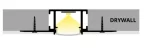 Profil LED Incastrat Trimless Rigips 2m 14.5mm Aluminiu cu Dispersor Opal - LP309