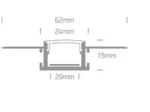 Profil LED Incastrat Trimless Rigips 2m 24mm Aluminiu cu Dispersor Opal - 7904TR