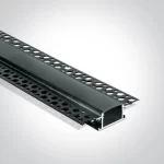 Profil LED Incastrat Trimless Rigips 2m 24mm Aluminiu Negru cu Dispersor Negru - 7904TR