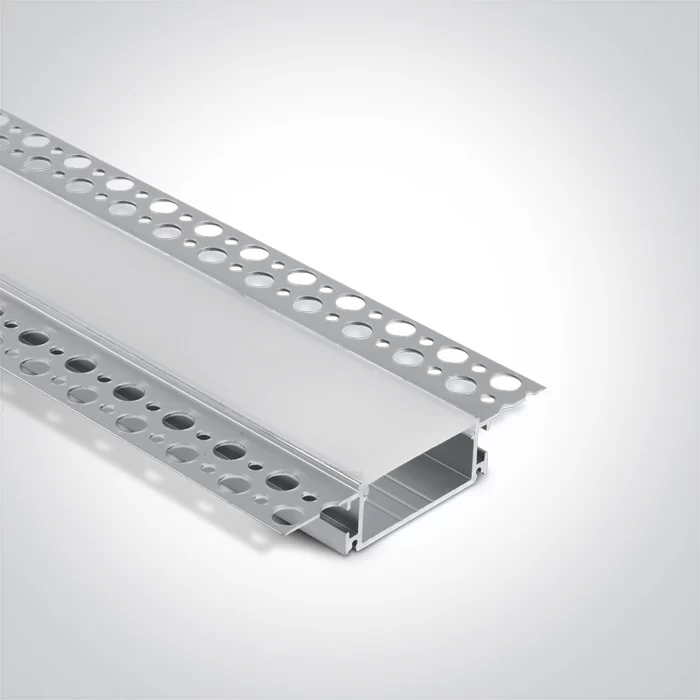 Profil LED Incastrat Trimless Rigips 2m 40mm Aluminiu cu Dispersor Opal - 7906TR Profil LED Incastrat Trimless Rigips 2m 40mm Aluminiu cu Dispersor Opal - 7906TR