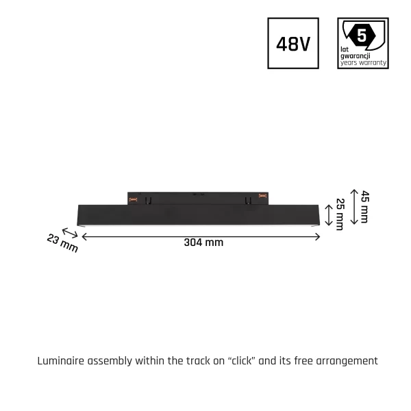 SHIFT MAGNETIC LINE 8W LED OPAL 3000K L30cm