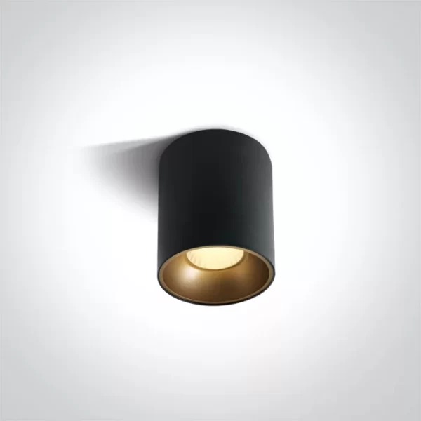 Spot Aparent Interior LED 12W Cilindric Dark, Negru, Con Negru/Brass